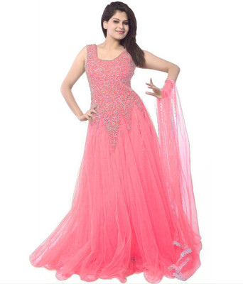 76% OFF on F3 Fashion Anarkali Gown(Pink) on Flipkart