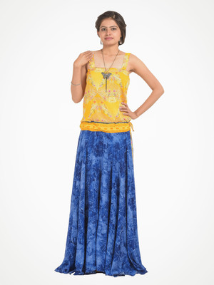 

RoopRahasya Flared Gown(Yellow, Dark Blue, Yellow and royal blue