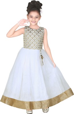 

Trendyy Girls Flared Gown(White)