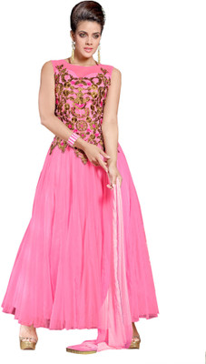 

Khushali Net Self Design, Embroidered Salwar Suit Dupatta Material(Un-stitched), Light pink