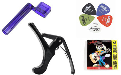 NASIR ALI string set+ string winder+picks+ Spring Guitar Capo(black)