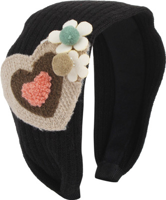 Fayon Fashion Statement Black woolen Heart Hair Band(Black)