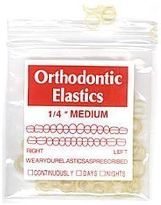 

Thompson Orthodontics 100 pack Orthodontic Elastics Bands 1/4 Inch diameter - Great for Dreadlocks, Braids, Top knots Rubber Band(Multicolor)