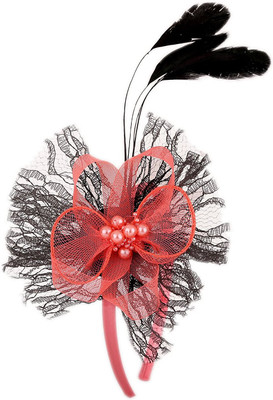 

Sanjog Retro Feather Mesh Net Flower Hat Fascinators Hairband/Headband/Hair Clip (Peach) For Kids/Girls Hair Clip(Orange)
