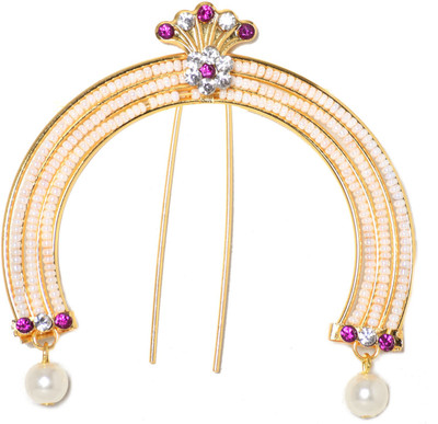 

Hayagi Pearl Traditional Ambada | Hair Brooch Hair Band(Gold, White)