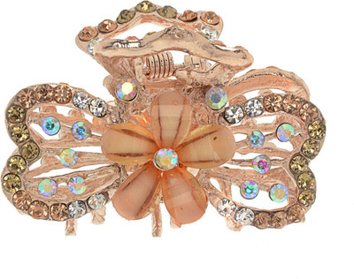 

The Ethnic Wears Crystals Studded Hair Clip(Orange)