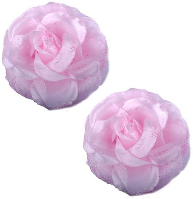 

Majik Glittery Rose Flower For Party Functions And Any Occasions Hair Clip(Pink)