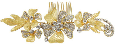

Muchmore Exclusive Gold Plated Hair Clip For Women & Girls Partywear Jewelry Hair Clip(White)