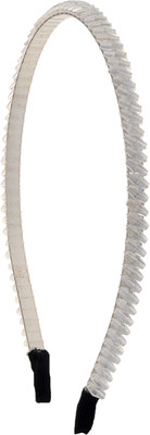 

The Ethnic Wears Metal Alloy, Silk Covered, Beeds, Crystal & CZ Stones, etc. Hair Band(White)