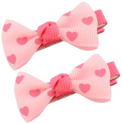 

Angel Closet Heart Print Bow Hair Clip(Pink)