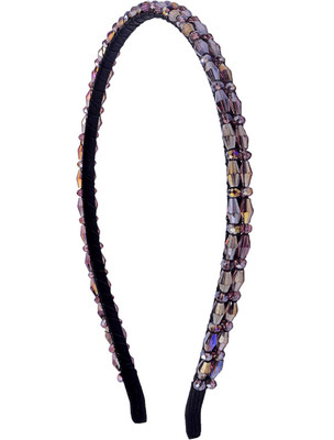 

The Ethnic Wears Metal Alloy, Silk Covered, Beeds, Crystal & CZ Stones, etc. Hair Band(Purple)