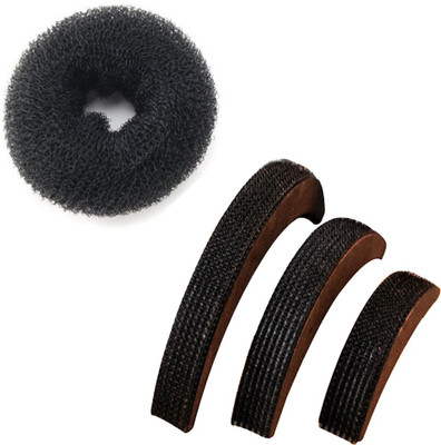 

Style Tweak Combo of Hair Puff Bumpits (Set of 3) and Hair Donut Ring Bun Maker Hair Accessory Set(Black)