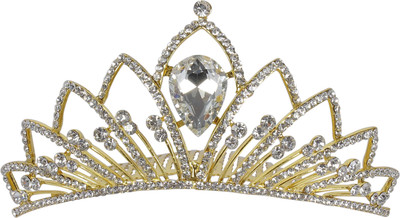 Muchmore Traditional Crown For Woman And Girls For Party And Wedding/Party Wear Occasion Hair Band(Gold, White)