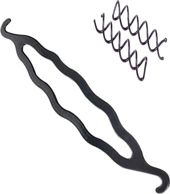 

SENECIO 'S Spiral Pins & Plastic Magic Bun Maker Combo Pack Hair Accessory Set(Black)