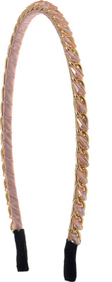 

The Ethnic Wears Metal Alloy, Silk Covered, Beeds, Crystal & CZ Stones, etc. Hair Band(Pink)