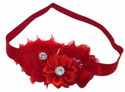 

Pinkblueindia Infant Three Flowers with Diamond Embellished Head Band(Red)