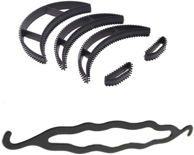 

Style Tweak Combo of Hair Volumizing Bumpits (Set of 5) and Hair Twist Style Donut Bun Maker Hair Accessory Set(Black)
