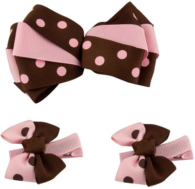 

Babies Bloom Polka Dot Pink and Black Bow and Hair Clip(Pink, Brown)