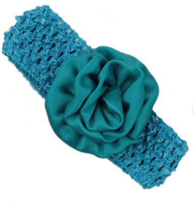 

Pikaboo Rolled up Rose on crochet Head Band(Blue)