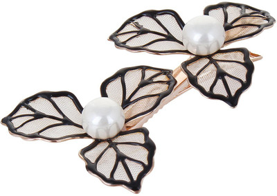 

Fayon Funky Fashion Blue Leafs White Pearl Hair Pin(Blue)