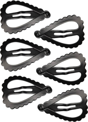 Style Tweak Heart Shaped Black Tik Tak - Set of 6 Hair Pin(Black)