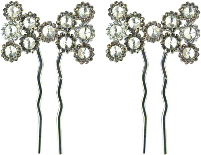 

Glitters Online Silver Colour American Diamond Hair Pin(Silver)