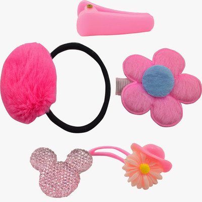 

Angel Glitter Pink Princess Clips Combo Hair Accessory Set(Pink)