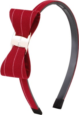 

Fayon Fashion Statement Maroon on white Lines Bow Hair Band(Maroon)