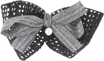 

Fayon Chic Stylish Black Lace Grey Big Bow Hair Clip(Grey)