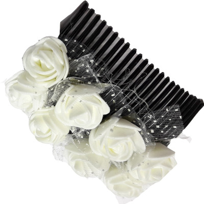 

Blossom White flower Gajra style comb Hair Clip(White)