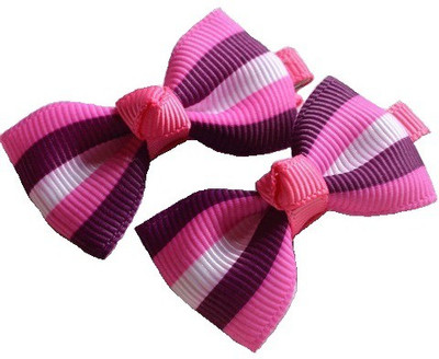 

Angel Closet Striped Bow Hair Clip(Pink)
