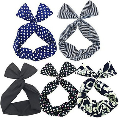 

Xiang_Cai Twist Bow Wired Headbands Scarf Wrap Hair Accessory Hairband by Sea Team(5 Packs) Head Band(Multicolor)