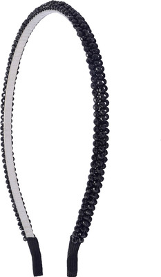 

The Ethnic Wears Metal Alloy, Silk Covered, Beeds, Crystal & CZ Stones, etc. Hair Band(Black)