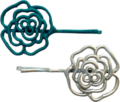 

B-Fashionable Grill Flower Hair Pin(Blue, White)