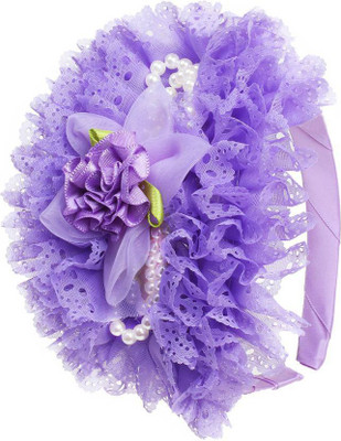 

One Personal Care Princess Flower Charm Pearl Studded Netted Designer Part Wear Hair Accessory Set, Hair Band(Purple)