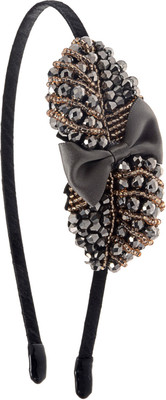 

The Ethnic Wears Metal Alloy, Silk Covered, Beeds, Crystal & CZ Stones, etc. Hair Band(Black)
