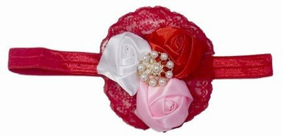 

Pinkblueindia Infants Soft Elastic and Flower with Pearl Head Band(Red)