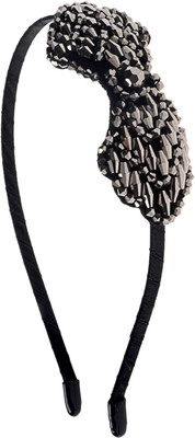 

The Ethnic Wears Metal Alloy, Silk Covered, Beeds, Crystal & CZ Stones, etc. Hair Band(Black)