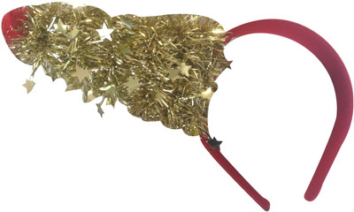 

NeedyBee Christmas Red And Golden Shimmery Party Tree Baby Xmas Hair Band(Red)