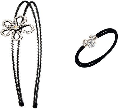 

Sagunya Stylish Combo Hair Accessory Set(Black, Silver)