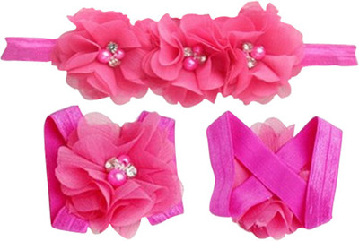 

AkinosKIDS Newborn Girl Rosette Pearl Hair Accessory Set(Pink)