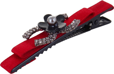 

Fayon Party Style Diva Maroon Pin With Black Pearl Flower Hair Pin(Maroon)