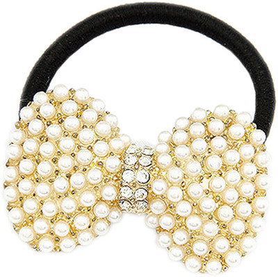 

Young & Forever Pearl Embellished Vintage Rubber Band(White)