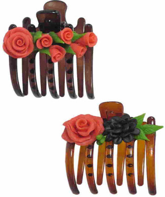 

Advanc Hotline Porcelain clay work fancy banana clip (Combo of 2) Hair Clip(Multicolor)