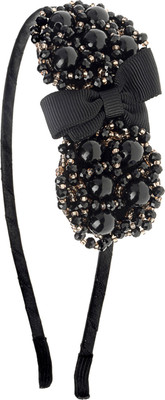

The Ethnic Wears Metal Alloy, Silk Covered, Beeds, Crystal & CZ Stones, etc. Hair Band(Black)