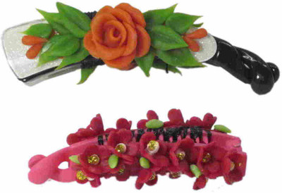 

Advanc Hotline Porcelain clay work fancy banana clip (Combo of 2) Hair Clip(Multicolor)