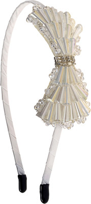 

The Ethnic Wears Metal Alloy, Silk Covered, Beeds, Crystal & CZ Stones, etc. Hair Band(White)