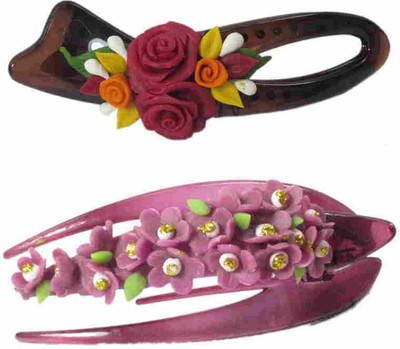 

Advanc Hotline Porcelain clay work fancy banana clip (Combo of 2) Hair Clip(Multicolor)