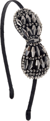 

The Ethnic Wears Metal Alloy, Silk Covered, Beeds, Crystal & CZ Stones, etc. Hair Band(Black)