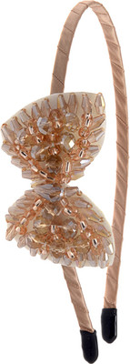 

The Ethnic Wears Metal Alloy, Silk Covered, Beeds, Crystal & CZ Stones, etc. Hair Band(Pink)